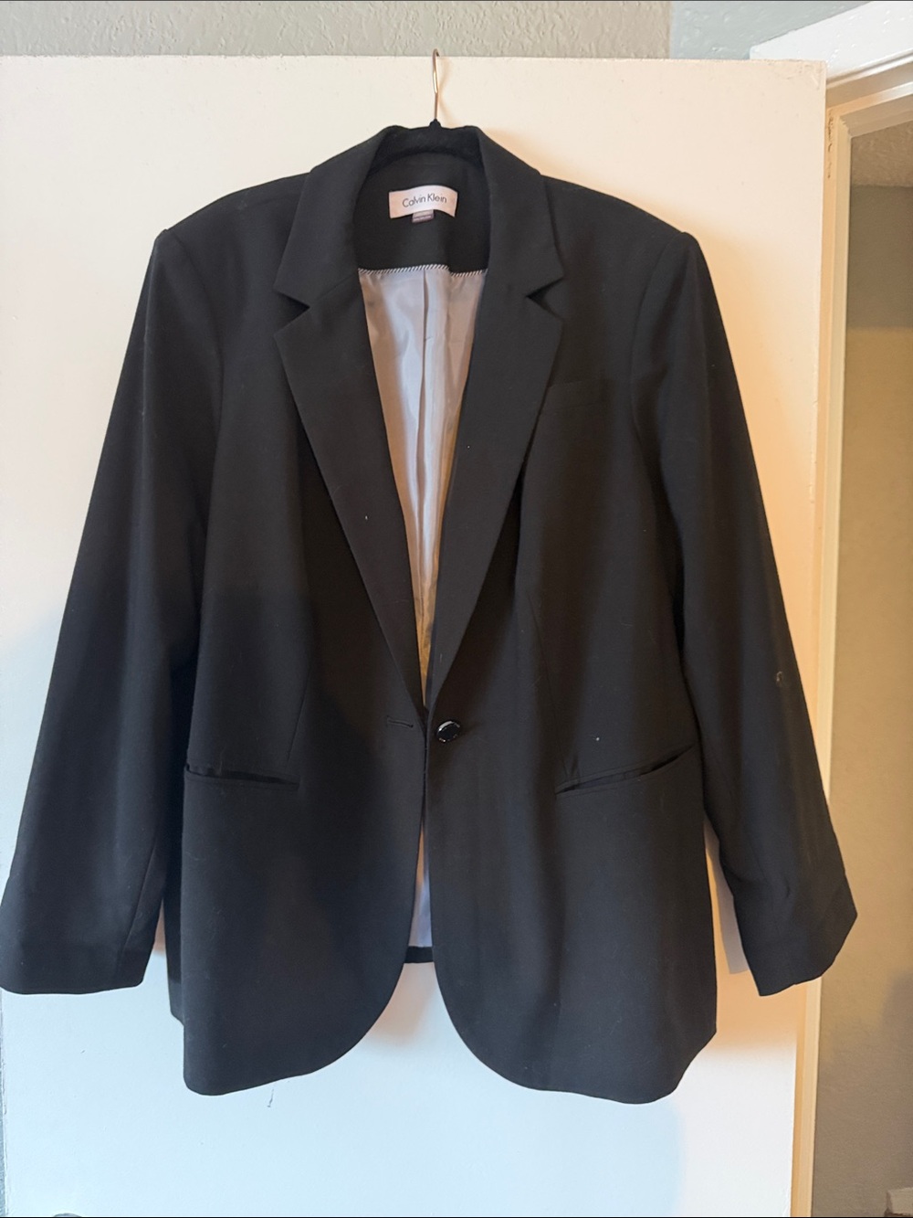 Calvin Klein Black Womens Single-Button Blazer